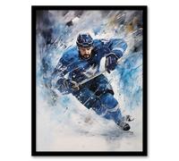 Artery8 Ice Hockey Skater Roughing Action Artwork Man Cave Artwork Framed Wall Art Print A4