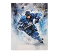 Wall Art Print Ice Hockey Skater Roughing Action Artwork Man Cave Poster Artery8 Blue W24 inch x H32 inch
