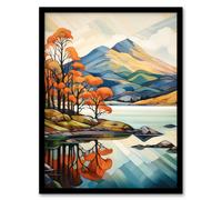 Wall Art Print In The Shadow Of Ben Lomond Loch Reflections Autumn Scotland Artwork Painting Art Framed Artery8 Black A4