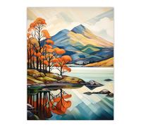 Artery8 In The Shadow Of Ben Lomond Loch Reflections Autumn Scotland Artwork Painting Large Wall Art Poster Print Thick Paper 18X24 Inch