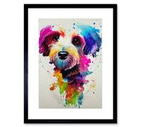 Artery8 Wall Art Print Ink Splatter Cockapoo Dog Watercolour Painting Artwork Framed 9X7 Inch