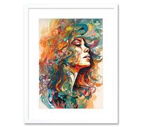 Artery8 Wall Art Print Iris Goddess of Rainbows Multicoloured Flowing Hair Deity Portrait Modern Watercolour Artwork Framed 9X7 Inch Artery8 White W7" x H9"