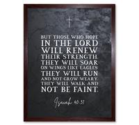 Artery8 Wall Art Print Isaiah 40:31 Those Who Hope In The Lord Will Renew Their Strength Christian Bible Verse Quote Scripture Typography Art Framed Artery8 Brown W12" x H16"