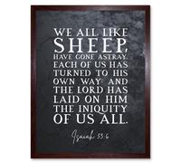 Artery8 Wall Art Print Isaiah 53:6 We All Like Sheep Have Gone Astray Christian Bible Verse Quote Scripture Typography Art Framed | Size: W12" x H16" Artery8 Brown W12" x H16"