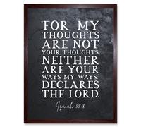 Artery8 Wall Art Print Isaiah 55:8 Thoughts Are Not Your Thoughts Ways Are Not Your Ways Christian Bible Verse Quote Scripture Typography Art Framed Artery8 Brown W12" x H16"