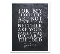 Artery8 Wall Art Print Isaiah 55:8 Thoughts Are Not Your Thoughts Ways Are Not Your Ways Christian Bible Verse Quote Scripture Typography Art Framed Artery8 White W12" x H16"