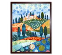 Artery8 Italian Abstract Landscape Folk Art Art Print Framed Poster Wall Decor 12x16 inch