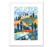 Artery8 Wall Art Print Italian Abstract Landscape Folk Artwork Framed 9X7 Inch in White | Size: W7" x H9" Artery8 White W7" x H9"