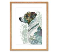 Artery8 Wall Art Print Jack Russell Dog Modern Watercolour Portrait Artwork Framed 9X7 Inch in Beige | Size: W7" x H9" Artery8 Beige W7" x H9"
