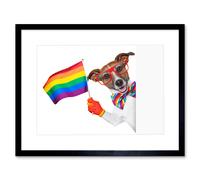 Artery8 Wall Art Print Jack Russell Gay Pride Art Framed 9x7 inch in Black | Size: W7" x H9" Artery8 Black W7" x H9"