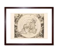 Artery8 Wall Art Print Jacques Cassini Flat Earth Map 1713 Sepia Colour Terrestrial Planisphere According to Astronomers New Observations Decorative Artery8 Brown W7" x H9"