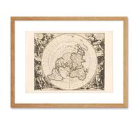 Artery8 Wall Art Print Jacques Cassini Flat Earth Map 1713 Sepia Colour Terrestrial Planisphere According to Astronomers New Observations Decorative Artery8 Beige W7" x H9"