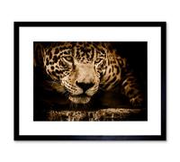 Artery8 Wall Art Print Jaguar Head Big Cat Framed 9X7 Inch