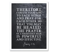Artery8 Wall Art Print James 5:16 Pray For Each Other So That You May Be Healed Christian Bible Verse Quote Scripture Typography Art Framed Artery8 White W12" x H16"
