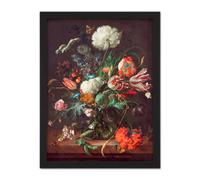 Artery8 Wall Art Print Jan Davidsz De Heem Vase Of Flowers Large Framed Wall Décor Art in Brown | Size: W18" x H24" Artery8 Brown W18" x H24"