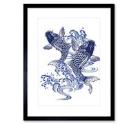 Artery8 Wall Art Print Japan Koi Carp Art Framed 9X7 Inch