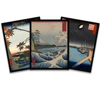 Artery8 Wall Art Print Japan Woodblock Utagawa Framed Poster Pack of 3 | Size: W12" x H16" Artery8 Multicolor W12" x H16"
