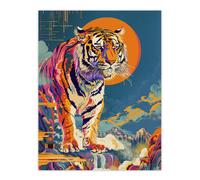 Artery8 Japanese Tiger in Sun Abstract Colourful Classic For Living Room Large Wall Art Poster Print Thick Paper 18X24 Inch