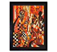 Artery8 Wall Art Print Jazz Music Band Musicians Abstract Modern Folk Art Painting Art Framed in Black | Size: W12" x H16" Artery8 Black W12" x H16"