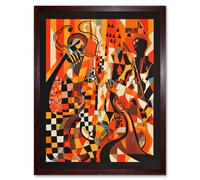 Artery8 Wall Art Print Jazz Music Band Musicians Abstract Modern Folk Art Painting Art Framed in Brown | Size: W12" x H16" Artery8 Brown W12" x H16"
