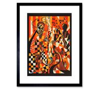 Artery8 Wall Art Print Jazz Music Band Musicians Abstract Modern Folk Art Painting Artwork Framed 9X7 Inch in Black | Size: W7" x H9" Artery8 Black W7" x H9"