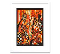 Artery8 Wall Art Print Jazz Music Band Musicians Abstract Modern Folk Art Painting Artwork Framed 9X7 Inch in White | Size: W7" x H9" Artery8 White W7" x H9"