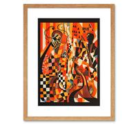 Artery8 Wall Art Print Jazz Music Band Musicians Abstract Modern Folk Art Painting Artwork Framed 9X7 Inch in Beige | Size: W7" x H9" Artery8 Beige W7" x H9"