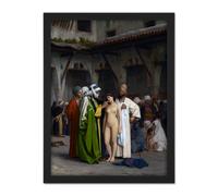 Artery8 Wall Art Print Jean Leon Gerome Slave Market Painting Large Framed Wall Décor Art in White | Size: W18" x H24" Artery8 White W18" x H24"