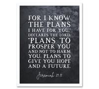 Artery8 Wall Art Print Jeremiah 29:11 I Know The Plans I have For You Plans to Give You Hope Christian Bible Verse Quote Scripture Typography Art Artery8 White W12" x H16"