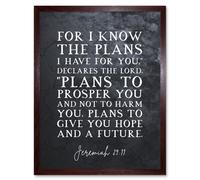Artery8 Wall Art Print Jeremiah 29:11 I Know The Plans I have For You Plans to Give You Hope Christian Bible Verse Quote Scripture Typography Art Artery8 Brown W12" x H16"