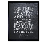 Artery8 Wall Art Print John 10:10 I have Come That They May Have Life Christian Bible Verse Quote Scripture Typography Art Framed | Size: W12" x H16" Artery8 Black W12" x H16"