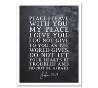 Artery8 Wall Art Print John 14:27 Peace I leave With You Peace I Give You Christian Bible Verse Quote Scripture Typography Art Framed Artery8 White W12" x H16"