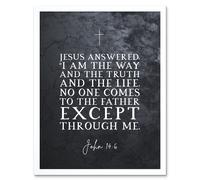 Artery8 Wall Art Print John 14:6 Jesus I am the Way The Truth & The Life Christian Bible Verse Quote Scripture Typography Art Framed Artery8 White W12" x H16"