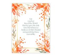 Wall Art Print John 3:16 God So Loved the World Quote Bible Verse Orange Poster Artery8 Orange W24 inch x H32 inch