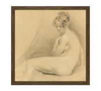 Artery8 Wall Art Print John Constable Academy Study 1820 Painting Square Framed Picture 16X16 Inch in Brown | Size: W16" x H16" Artery8 Brown W16" x H16"