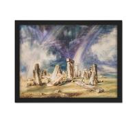 Artery8 Wall Art Print John Constable Stonehenge Large Framed Wall Décor Art in White | Size: W18" x H24" Artery8 White W18" x H24"