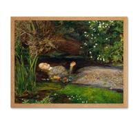 Artery8 Wall Art Print John Everett Millais Ophelia Shakespeare Nature Landscape River Death Cropped Fine Art Framed in Light Oak | Size: W12" x H16" Artery8 Light Oak W12" x H16"