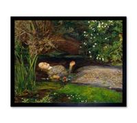 Artery8 Wall Art Print John Everett Millais Ophelia Shakespeare Nature Landscape River Death Cropped Fine Art Framed in Green | Size: W12" x H16" Artery8 Green W12" x H16"
