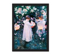 Artery8 Wall Art Print John Singer Sargent Carnation Lily Rose Painting Large Framed Wall Décor Art in Brown | Size: W18" x H24" Artery8 Brown W18" x H24"