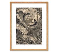 Artery8 Wall Art Print Jonah & the Storm at Sea Modern Artwork Framed 9X7 Inch in Beige | Size: W7" x H9" Artery8 Beige W7" x H9"