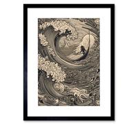 Artery8 Wall Art Print Jonah & the Storm at Sea Modern Artwork Framed 9X7 Inch in Black | Size: W7" x H9" Artery8 Black W7" x H9"