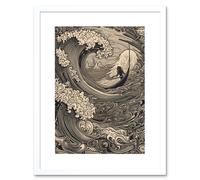 Artery8 Wall Art Print Jonah & the Storm at Sea Modern Artwork Framed 9X7 Inch in White | Size: W7" x H9" Artery8 White W7" x H9"
