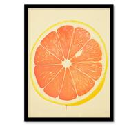 Artery8 Framed Wall Art Juicy Sliced Orange Bright Fruit Citrus Minimalist Kitchen - 12X16 Inch