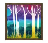 Artery8 Wall Art Print Jungle Forest Multicoloured Bright Modern Abstract Tree Pastel Watercolour Painting Square Framed Picture 16X16 Inch Artery8 Brown W16" x H16"