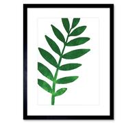 Artery8 Wall Art Print Jungle Leaves Watercolour Left Artwork Framed 9X7 Inch in Black | Size: W7" x H9" Artery8 Black W7" x H9"