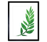 Artery8 Wall Art Print Jungle Leaves Watercolour Right Artwork Framed 9X7 Inch in Black | Size: W7" x H9" Artery8 Black W7" x H9"