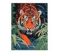 Artery8 Unframed Wall Art Jungle Tiger Prowling Stalking Pouncing Animal Nature Artwork Painting - 12X16 Inch