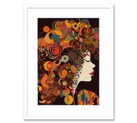 Artery8 Wall Art Print Kandinsky Inspired Woman Portrait Modern Folk Artwork Framed 9X7 Inch in White | Size: W7" x H9" Artery8 White W7" x H9"