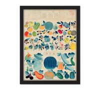 Artery8 Wall Art Print Kato Chikusai Species of Fruit Vegetables Japan Large Framed Wall Décor Art in Light Oak | Size: W18" x H24" Artery8 Light Oak W18" x H24"
