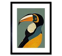 Artery8 Wall Art Print Keel Billed Toucan Bird Portrait Vintage Artwork Framed 9X7 Inch